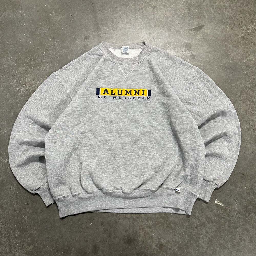 Vintage Russell Athletic N.C. Wesleyan Alumni Grey Crewneck Sweatshirt Large